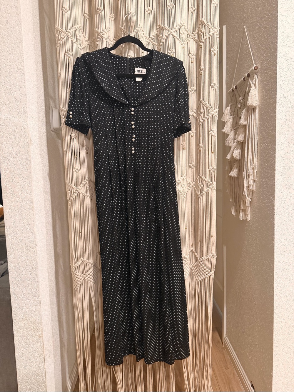 J.B.S. Black with White Polka Dots Maxi Dress